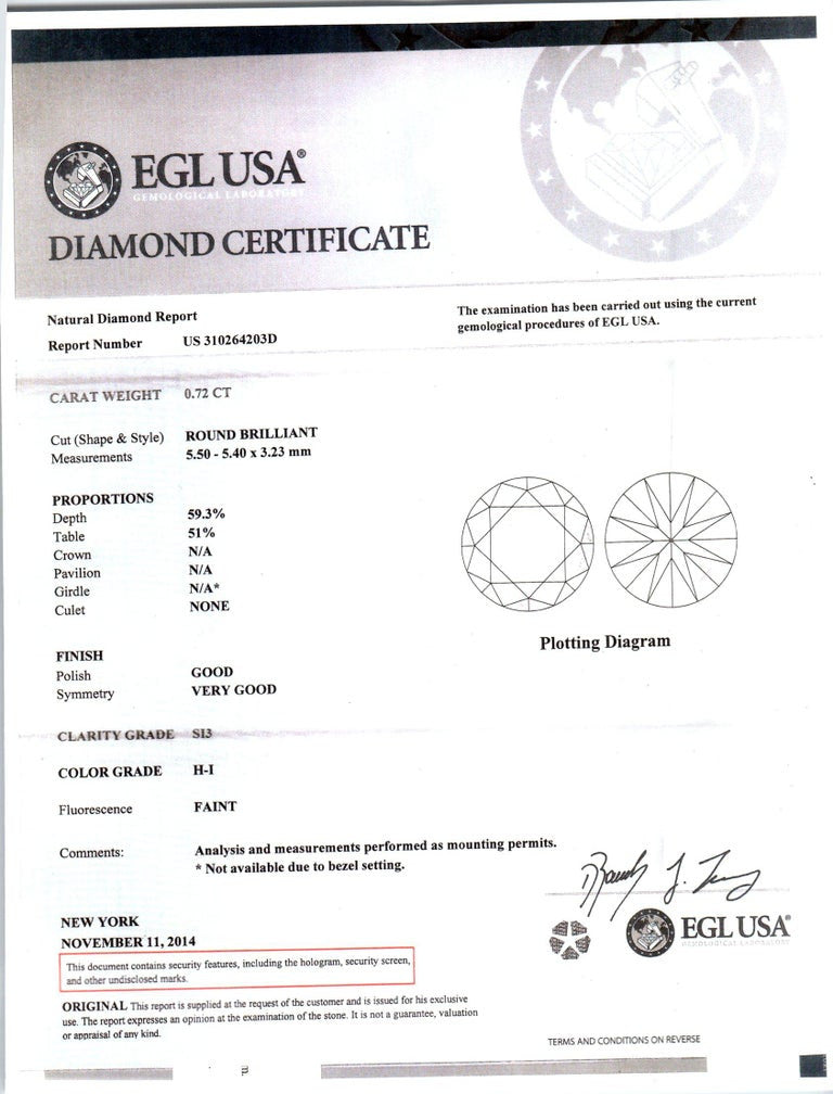 .72 Carat Diamond Round Brilliant Cut White Gold Slide Pendant Necklace – image 3
