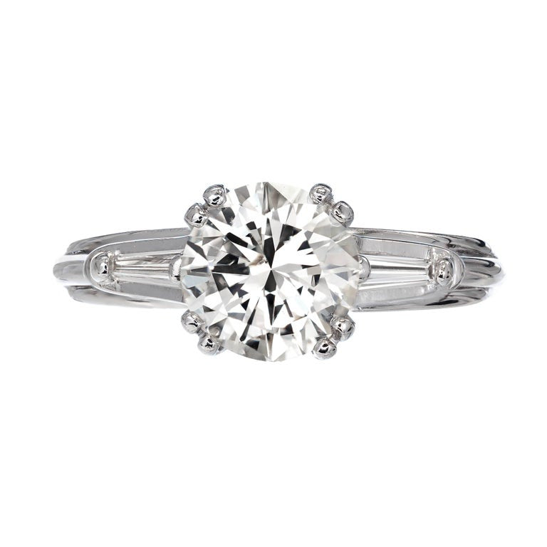 GIA Certified 1.54 Carat Diamond Baguette 14k White Gold Three-Stone Engagement Ring – image 2