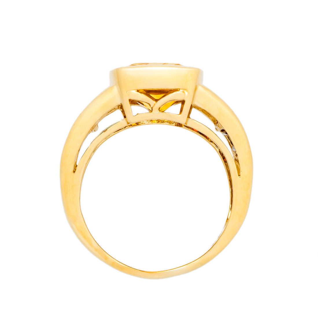 2.00 Cushion Citrine Baguette Garnet 14k Yellow Gold Ring – image 4