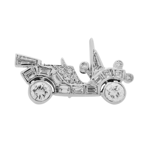 .41 Carat Diamond White Gold Car Tie Tac Lapel Pin
