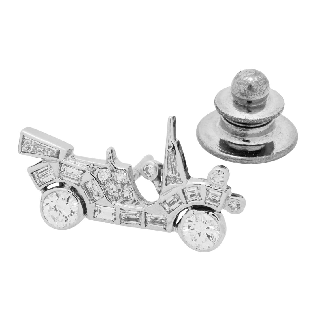 .41 Carat Diamond White Gold Car Tie Tac Lapel Pin – image 2