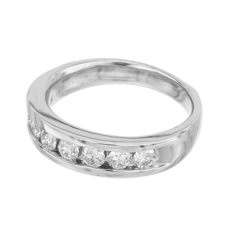 .90 Carat Round Diamond White Gold Men's Band Ring – image 3