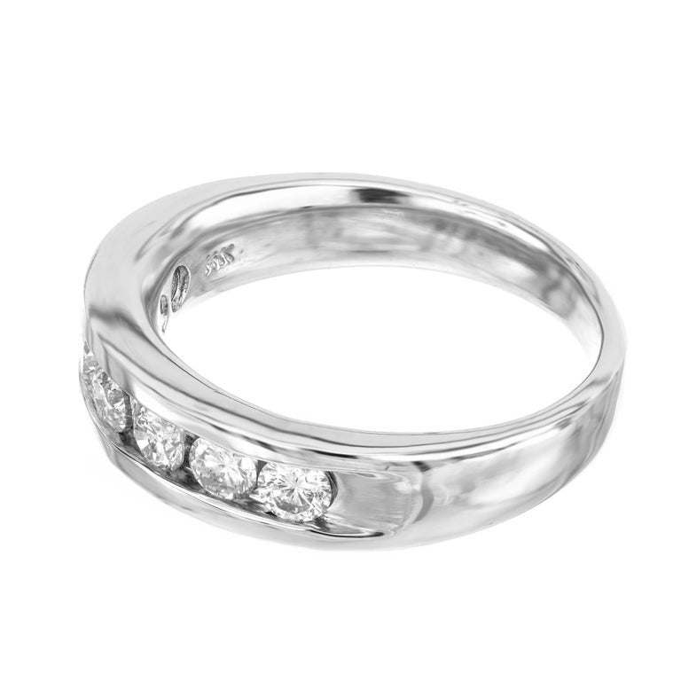 .90 Carat Round Diamond White Gold Men's Band Ring – image 4