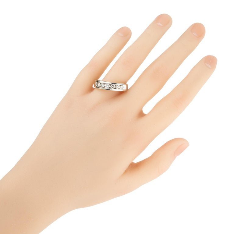.90 Carat Round Diamond White Gold Men's Band Ring – image 7