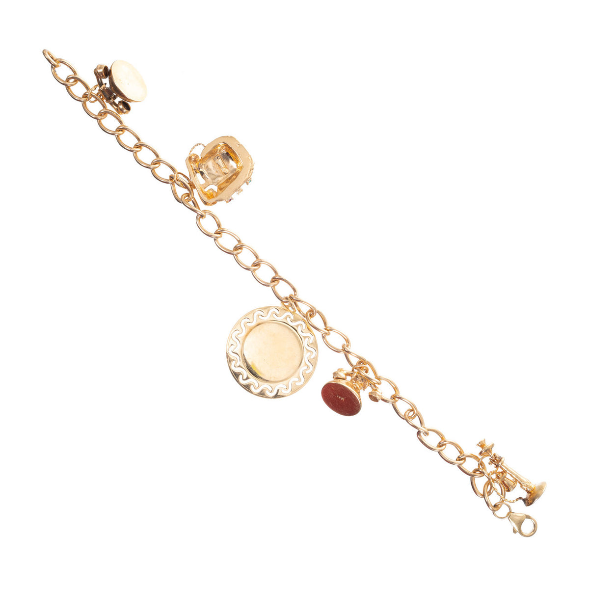 Yellow Gold Telephone Charm Link Bracelet – image 4