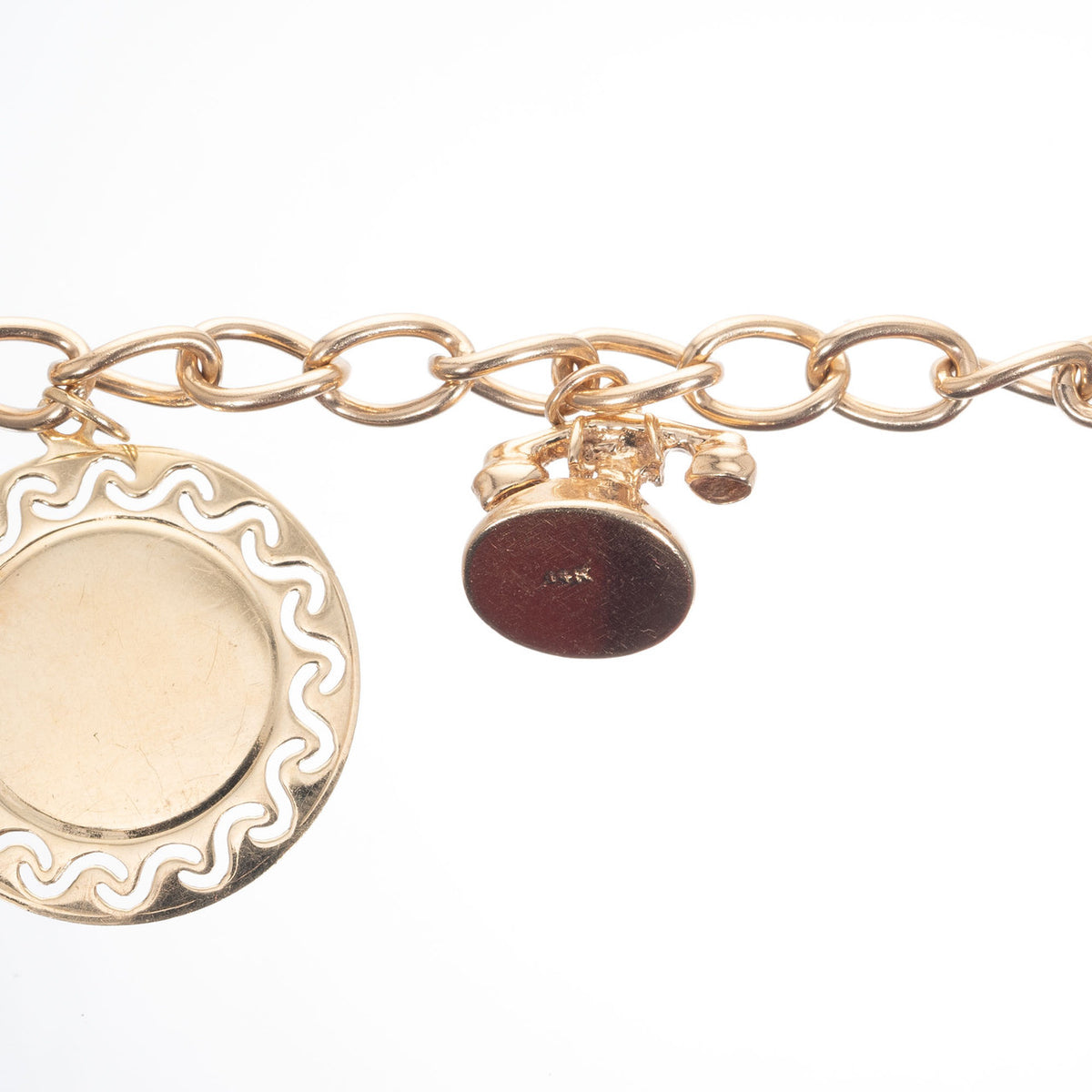 Yellow Gold Telephone Charm Link Bracelet – image 5