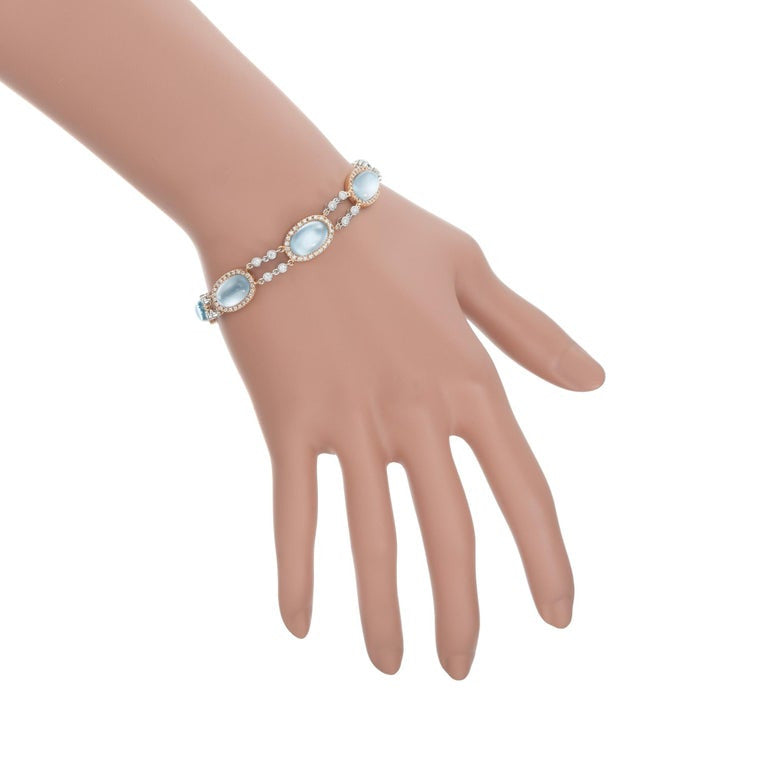 JMP Blue Topaz Mother-of-Pear Diamond Gold Bracelet – image 5