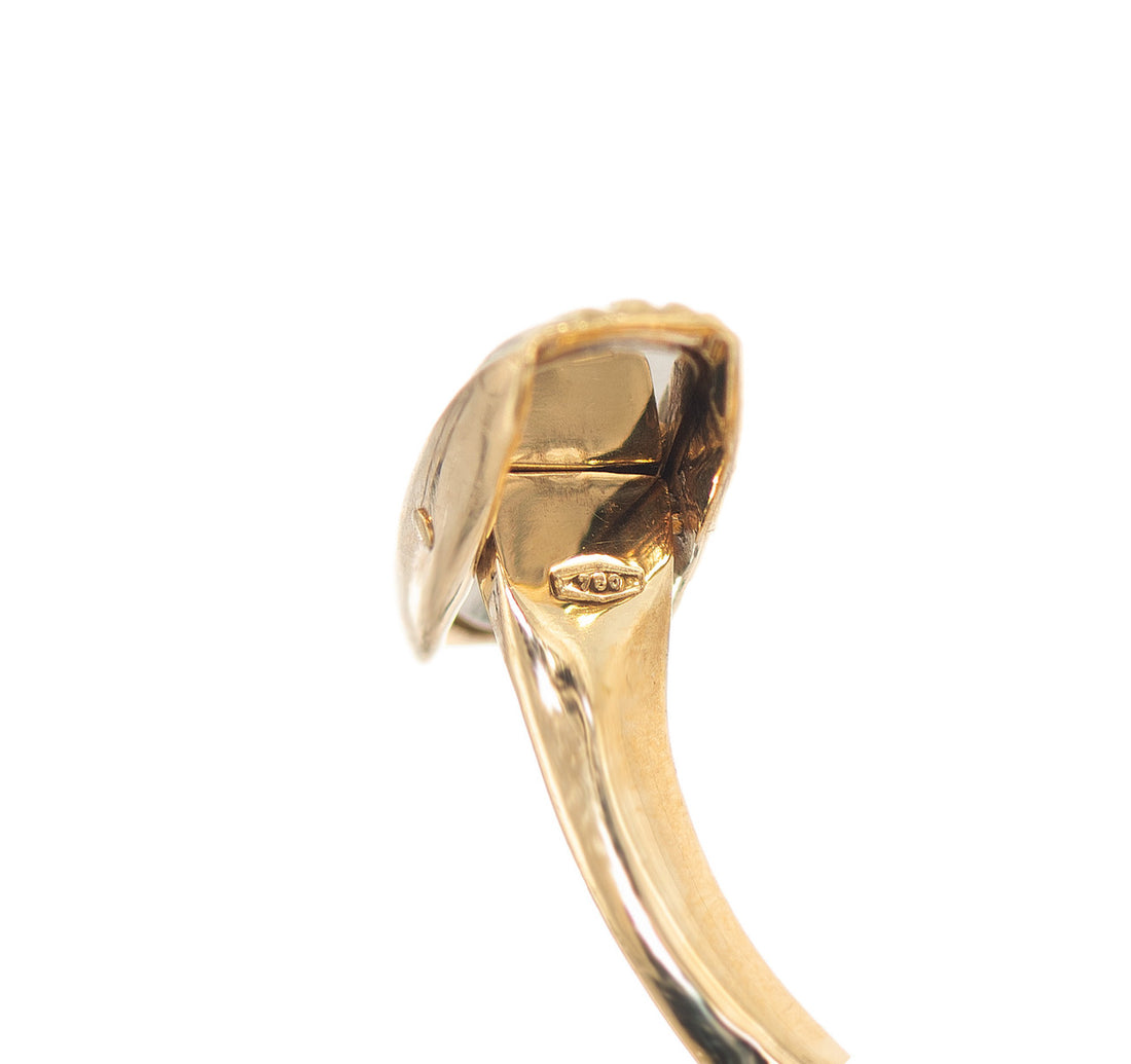 Button Style Italian Round Diamond Gold Mid Century Cufflinks – image 6