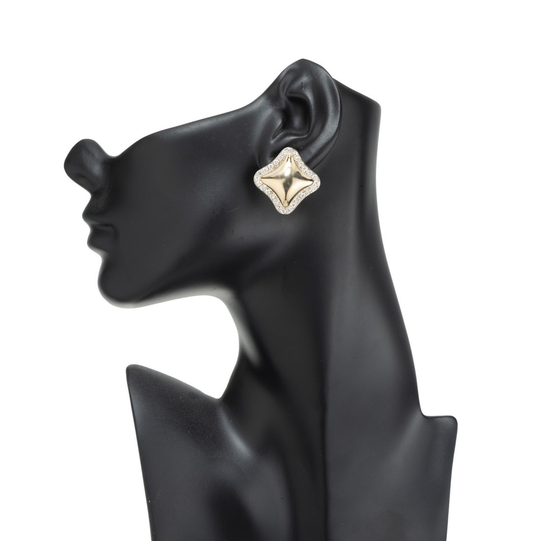 1.68 Carat Diamond Halo Two Tone Gold Pillow Shape Clip Post Earrings – image 3