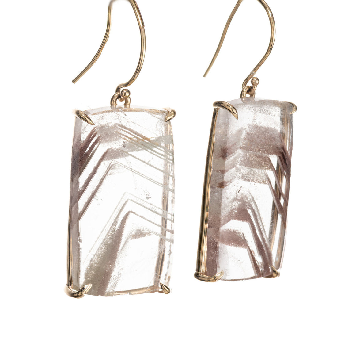 Peter Suchy 42.13 Carat Quartz Crystal 14k Yellow Gold Dangle Earrings – image 2