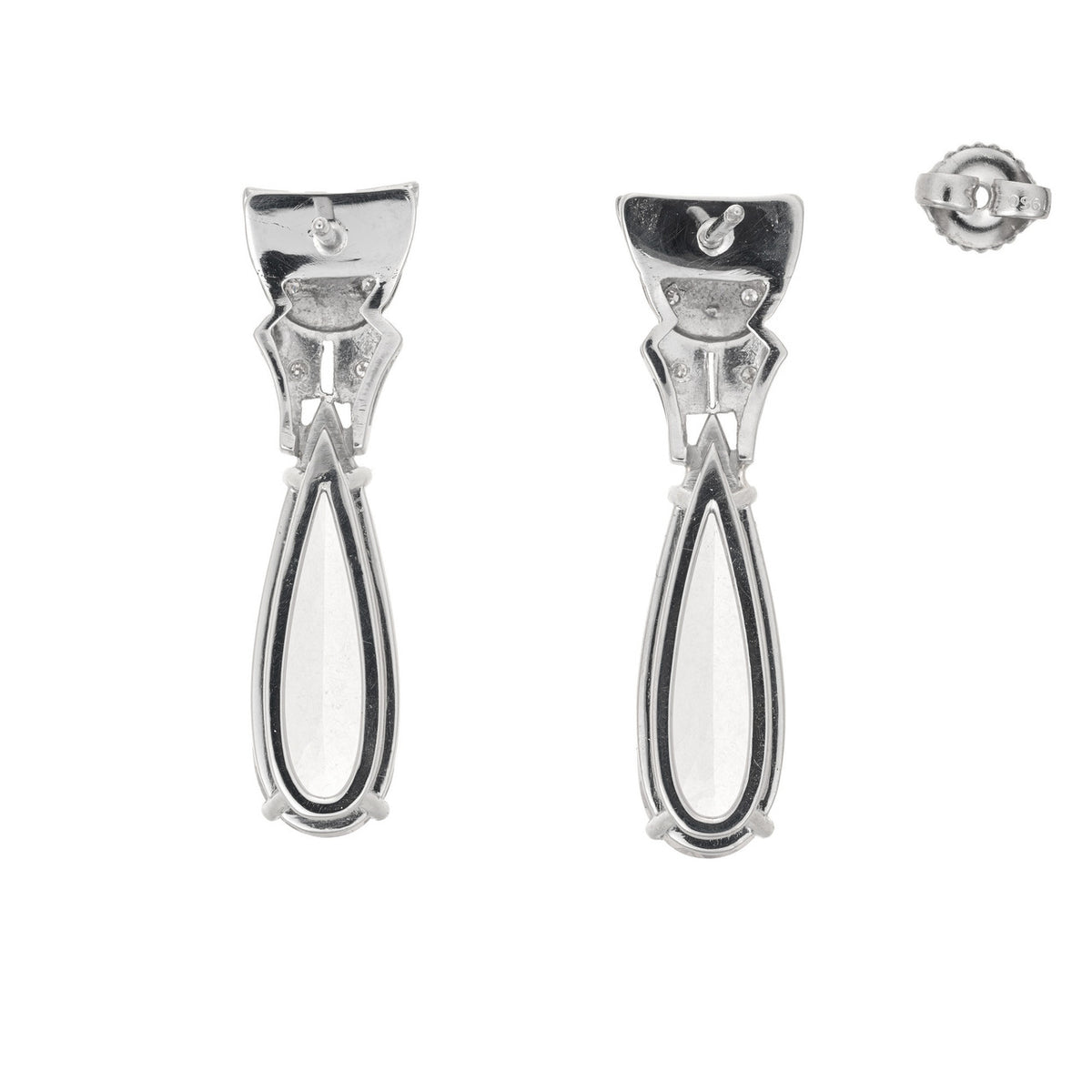 8.19 Carat Pear Morganite Diamond Platinum Dangle Earrings – image 5