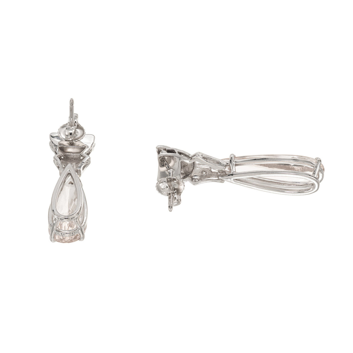 8.19 Carat Pear Morganite Diamond Platinum Dangle Earrings – image 3