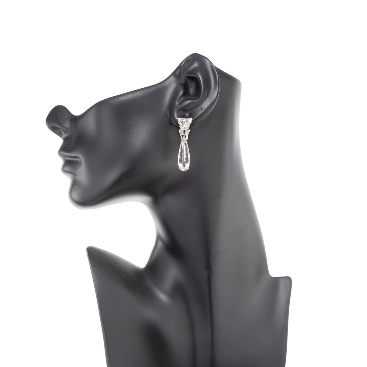 8.19 Carat Pear Morganite Diamond Platinum Dangle Earrings – image 4