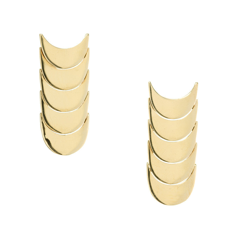 Vintage 5 Section Crescent Hinged Link 14k Gold Dangle Earrings
