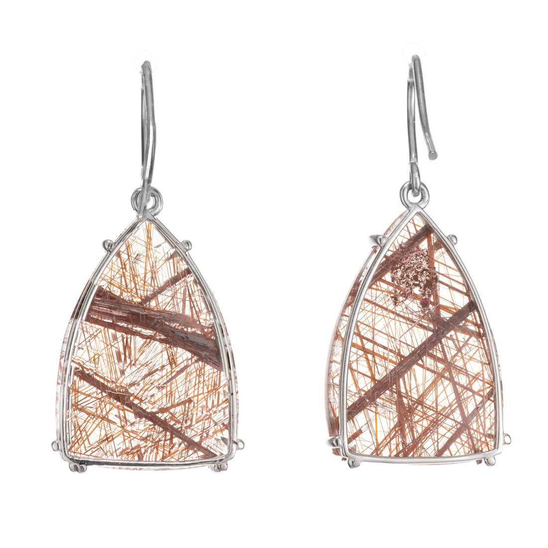 Peter Suchy 52.52 Carat Quartz Rutile Inclusion 14k White Gold Dangle Earrings – image 3