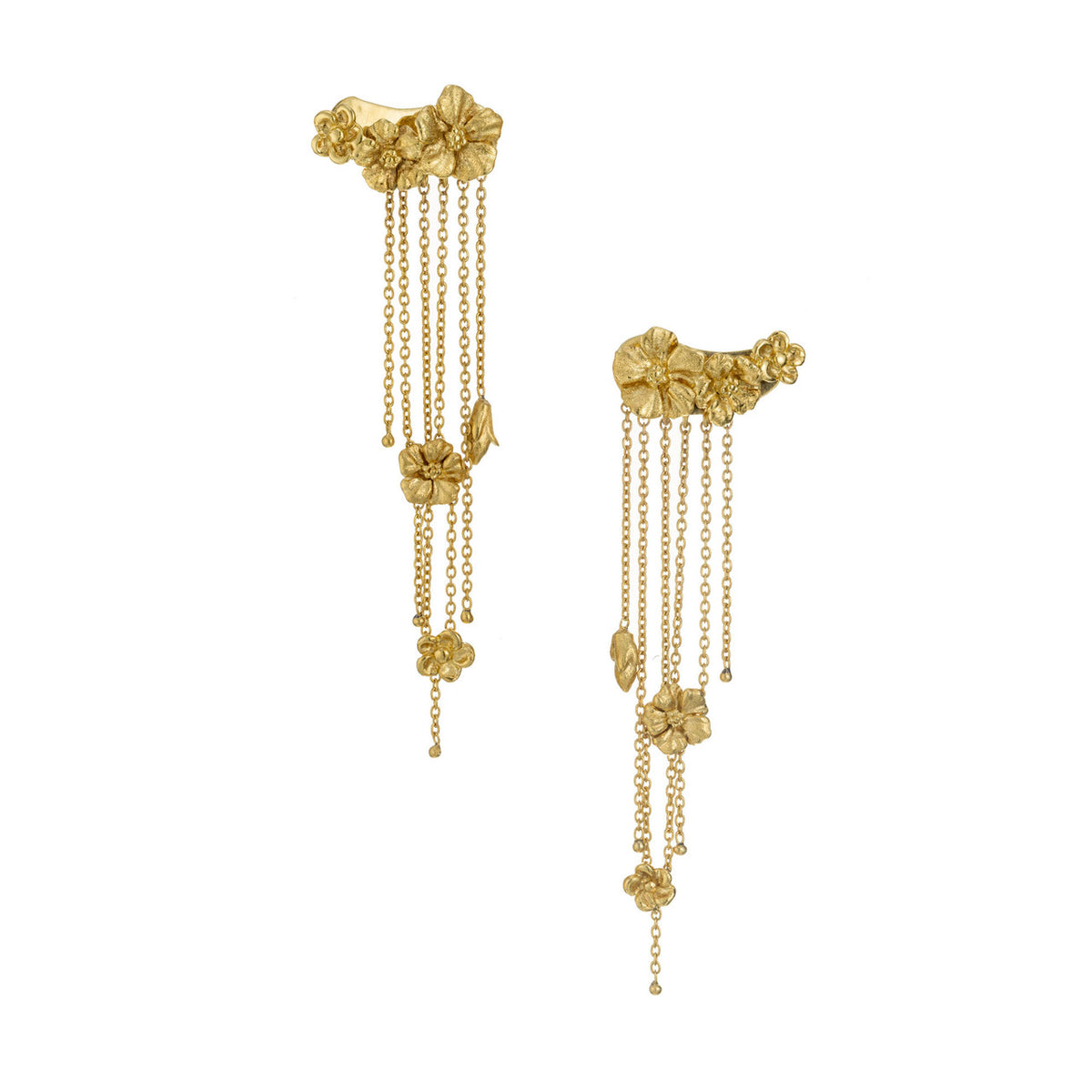Talento Italiano Yellow Gold Flower Dangle Earrings