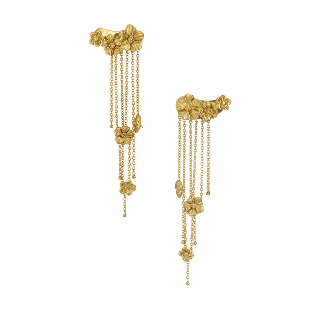 Talento Italiano Yellow Gold Flower Dangle Earrings