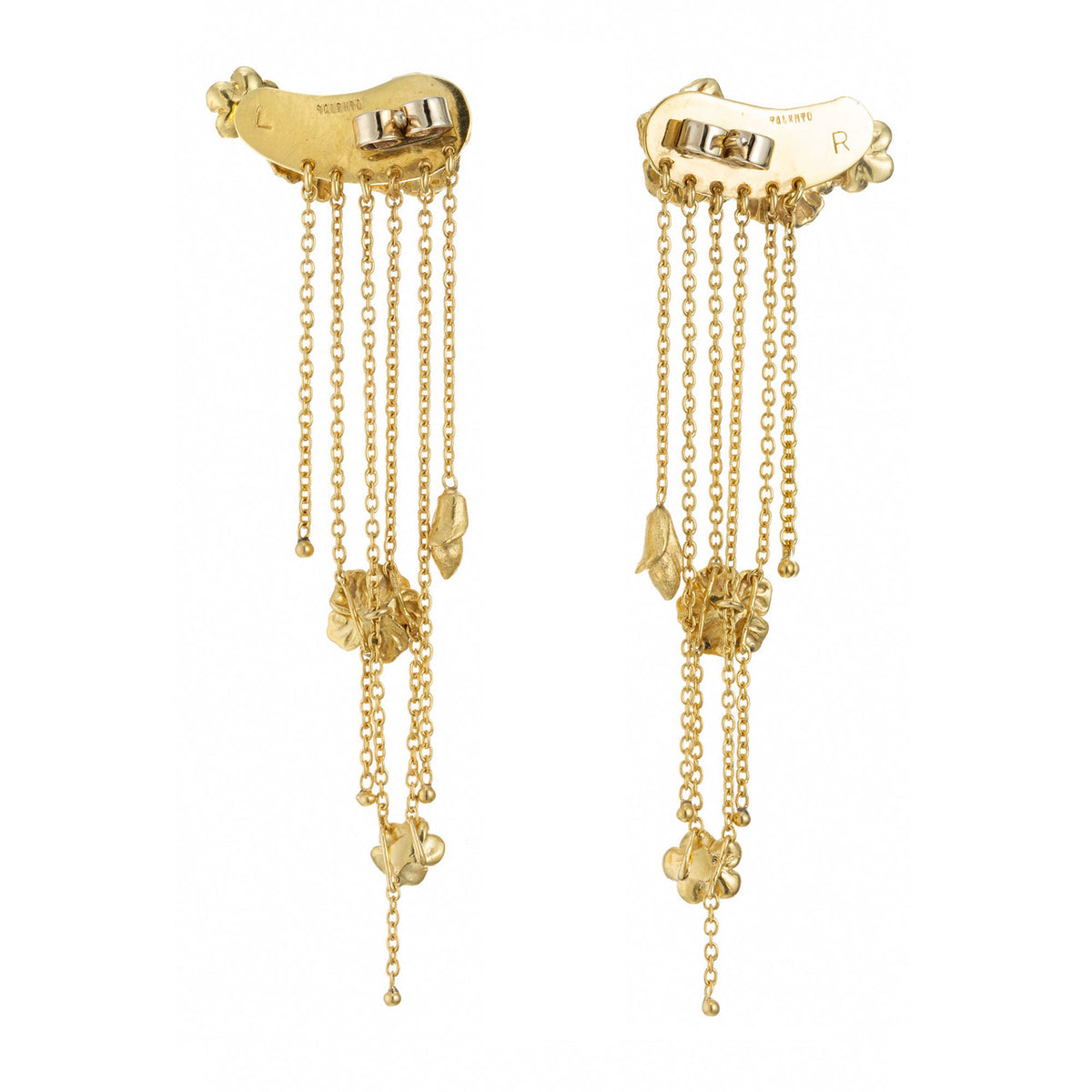 Talento Italiano Yellow Gold Flower Dangle Earrings – image 5