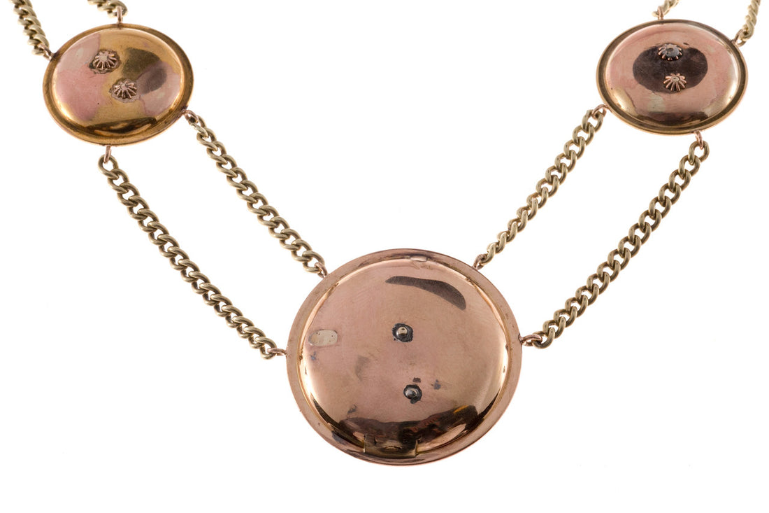 Victorian Gold Almond Necklace Earring Set – image 3