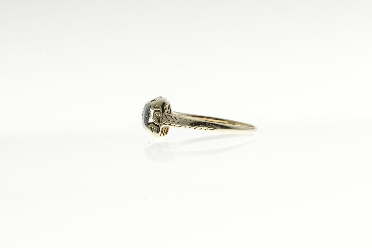 Antique Art Deco 14k yellow gold 18k white gold ring .16ct diamond ring Circa 1930 – image 2