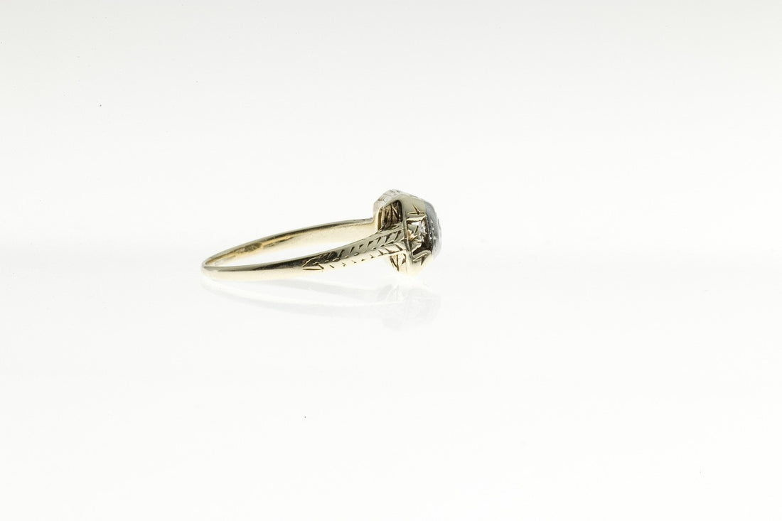 Antique Art Deco 14k yellow gold 18k white gold ring .16ct diamond ring Circa 1930 – image 3