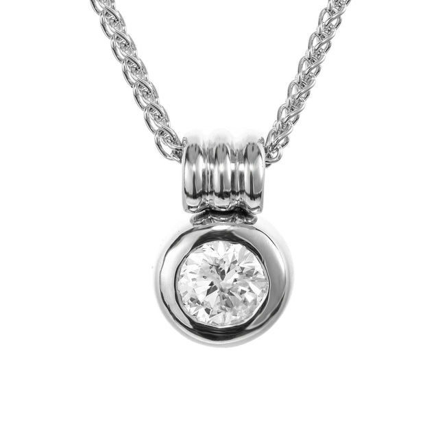 EGL Certified 1.23 Carat Round Diamond White Gold Pendant Necklace