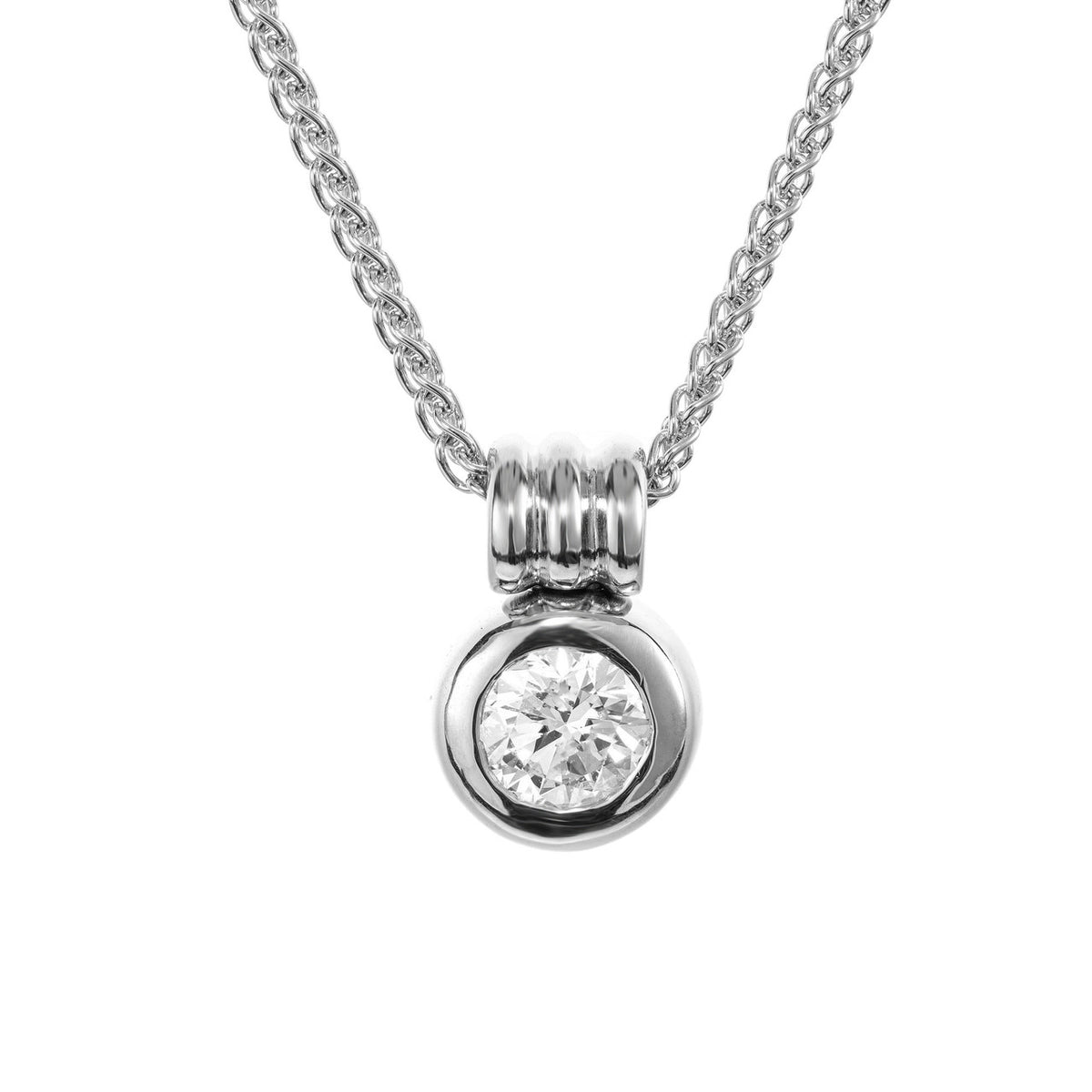 EGL Certified 1.23 Carat Round Diamond White Gold Pendant Necklace – image 2