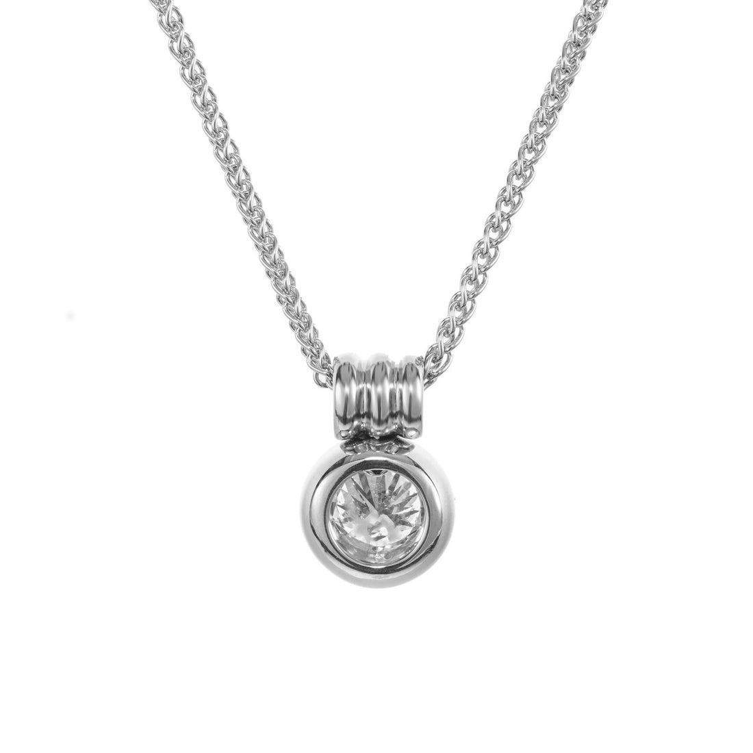 EGL Certified 1.23 Carat Round Diamond White Gold Pendant Necklace – image 4