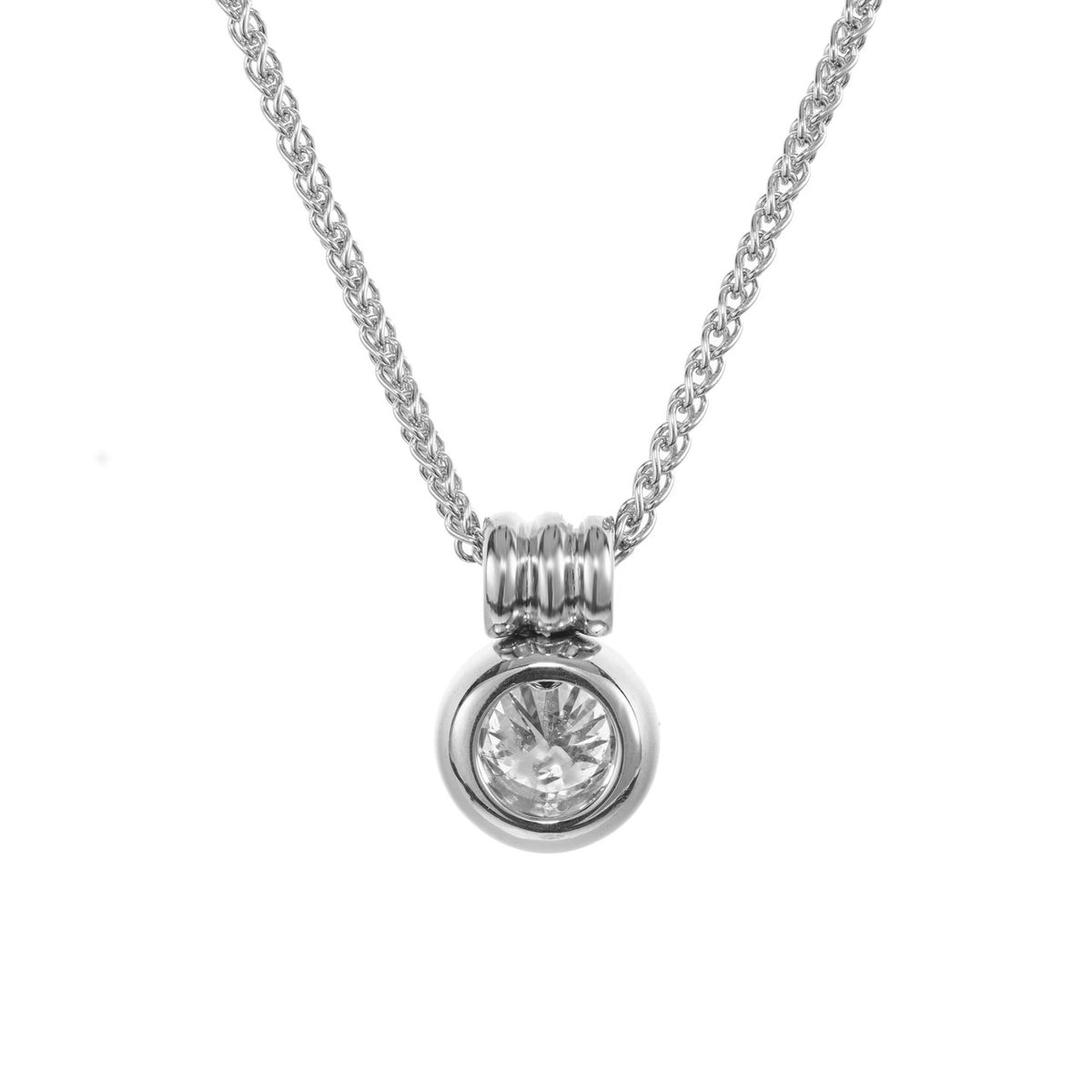 EGL Certified 1.23 Carat Round Diamond White Gold Pendant Necklace – image 4