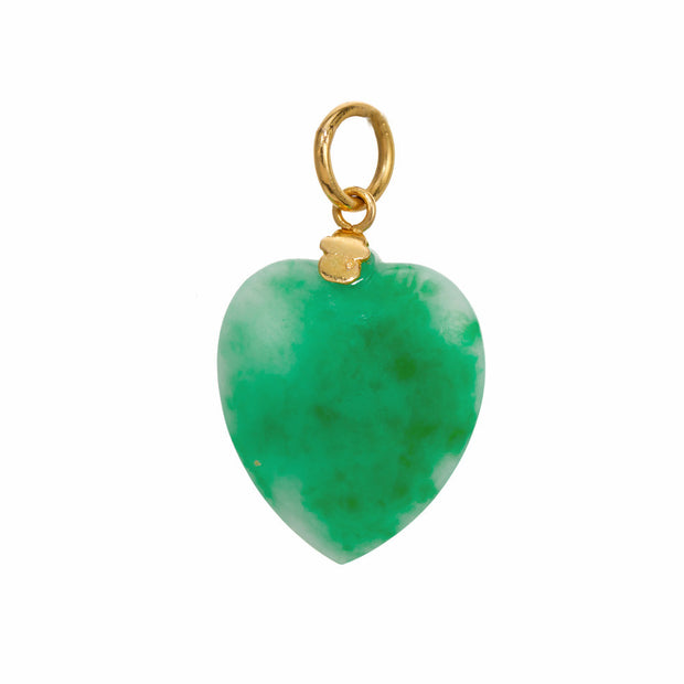 GIA Jadeite Jade Heart Yellow Gold Pendant