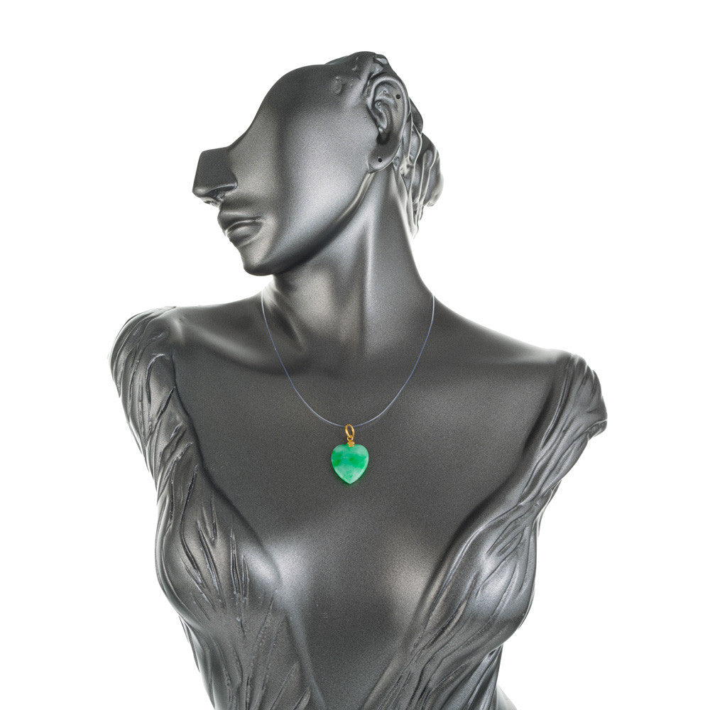 GIA Jadeite Jade Heart Yellow Gold Pendant – image 5
