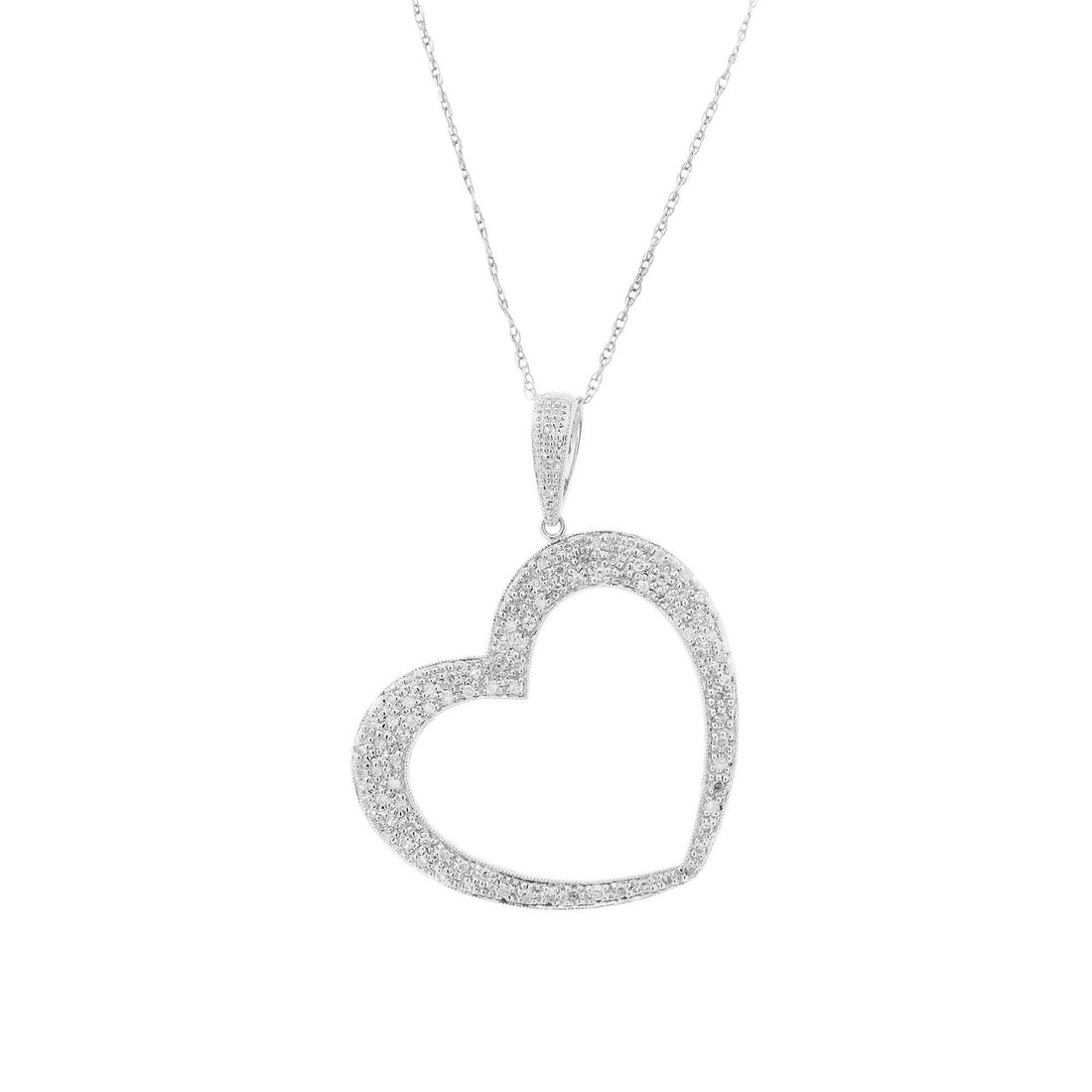 MRB .65 Carat Diamond White Gold Open Heart Pendant Necklace – image 2