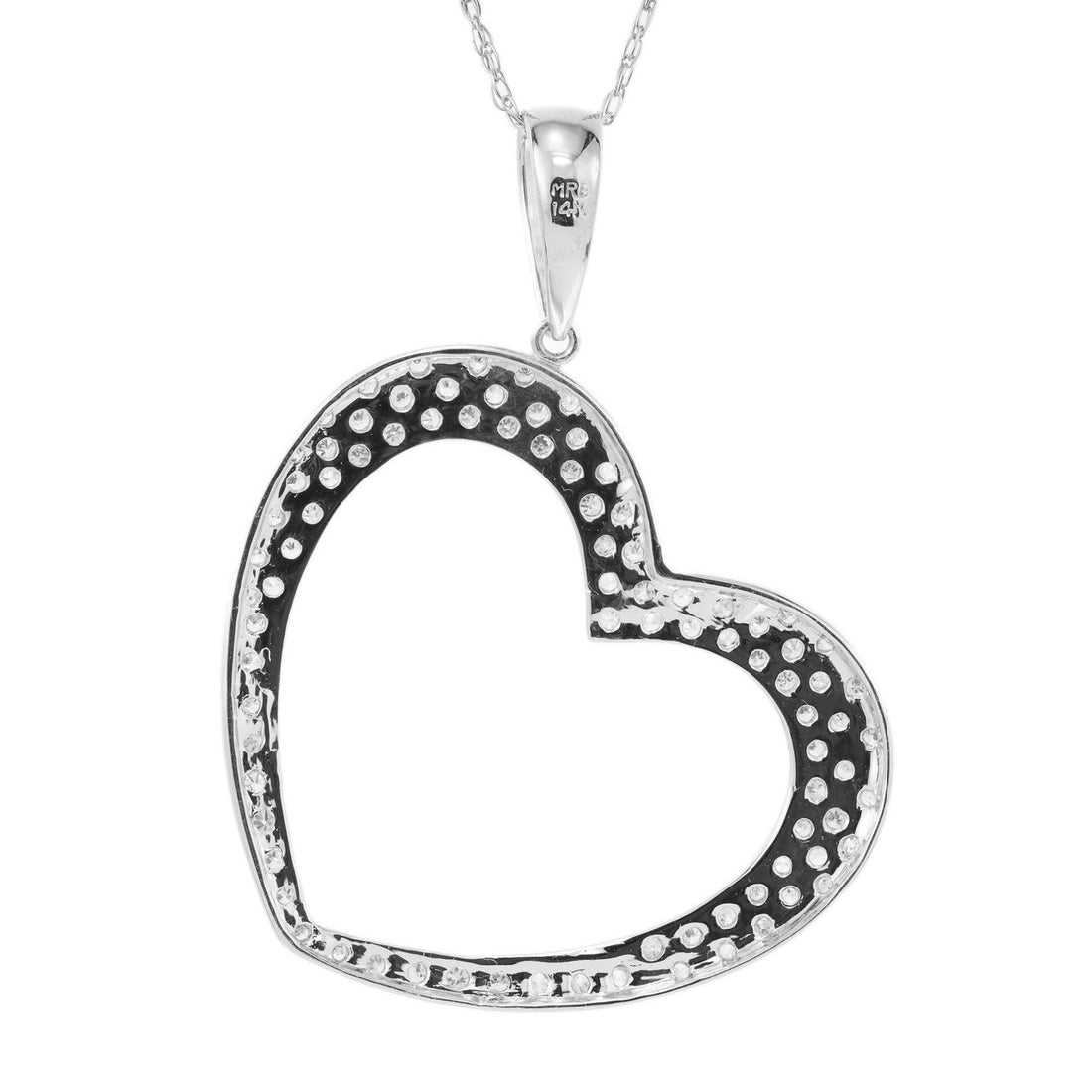 MRB .65 Carat Diamond White Gold Open Heart Pendant Necklace – image 3
