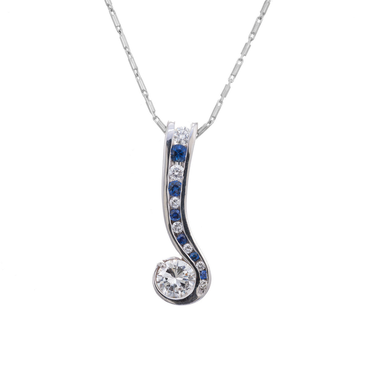 EGL Certified 1.00 Carat Diamond White Gold Swirl Pendant Necklace