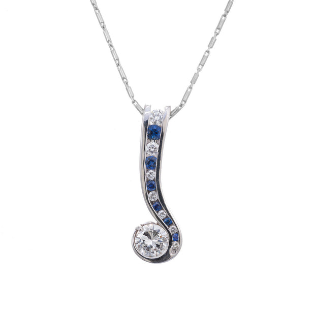 EGL Certified 1.00 Carat Diamond White Gold Swirl Pendant Necklace