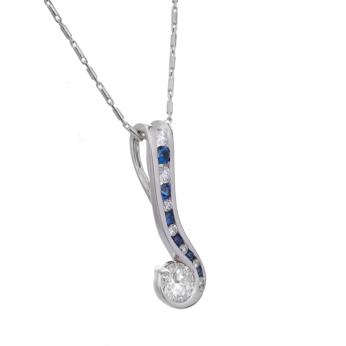 EGL Certified 1.00 Carat Diamond White Gold Swirl Pendant Necklace – image 2
