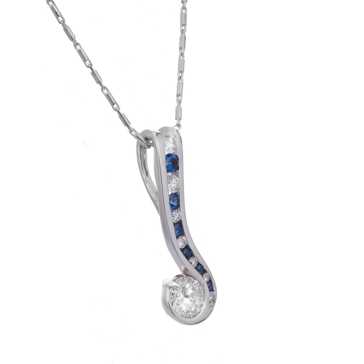 EGL Certified 1.00 Carat Diamond White Gold Swirl Pendant Necklace – image 2