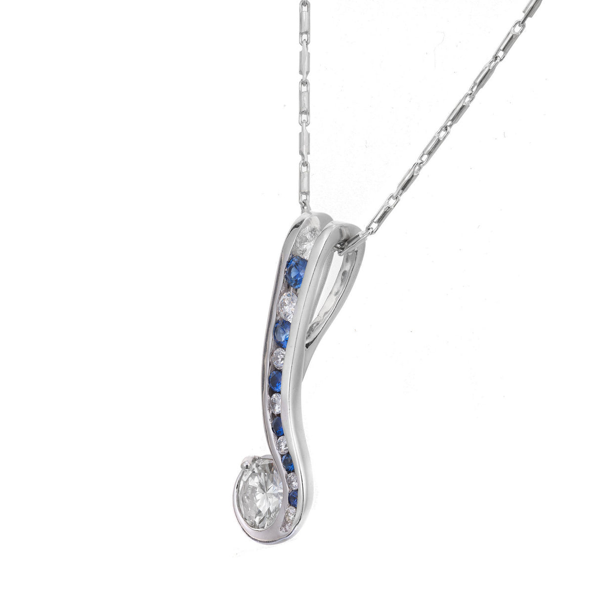 EGL Certified 1.00 Carat Diamond White Gold Swirl Pendant Necklace – image 4