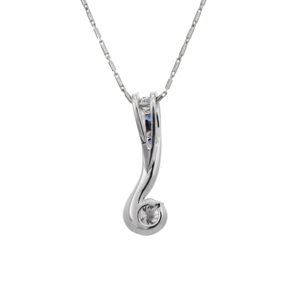 EGL Certified 1.00 Carat Diamond White Gold Swirl Pendant Necklace – image 5