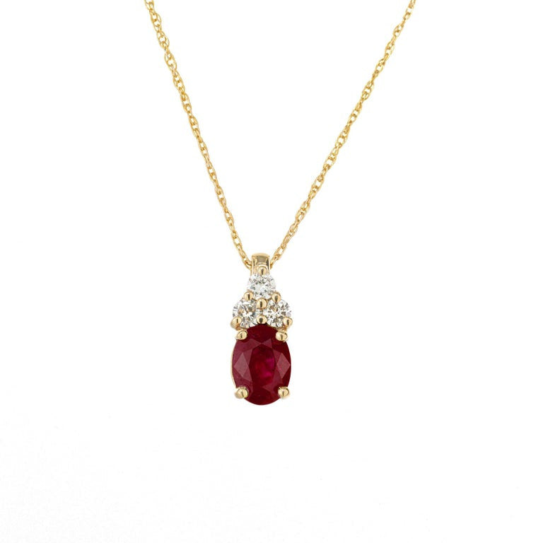 GIA Certified 1.14 Carat Burma Ruby Diamond Yellow Gold Pendant Necklace – image 2