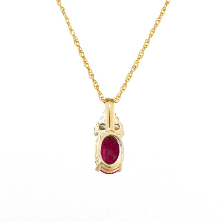 GIA Certified 1.14 Carat Burma Ruby Diamond Yellow Gold Pendant Necklace – image 5