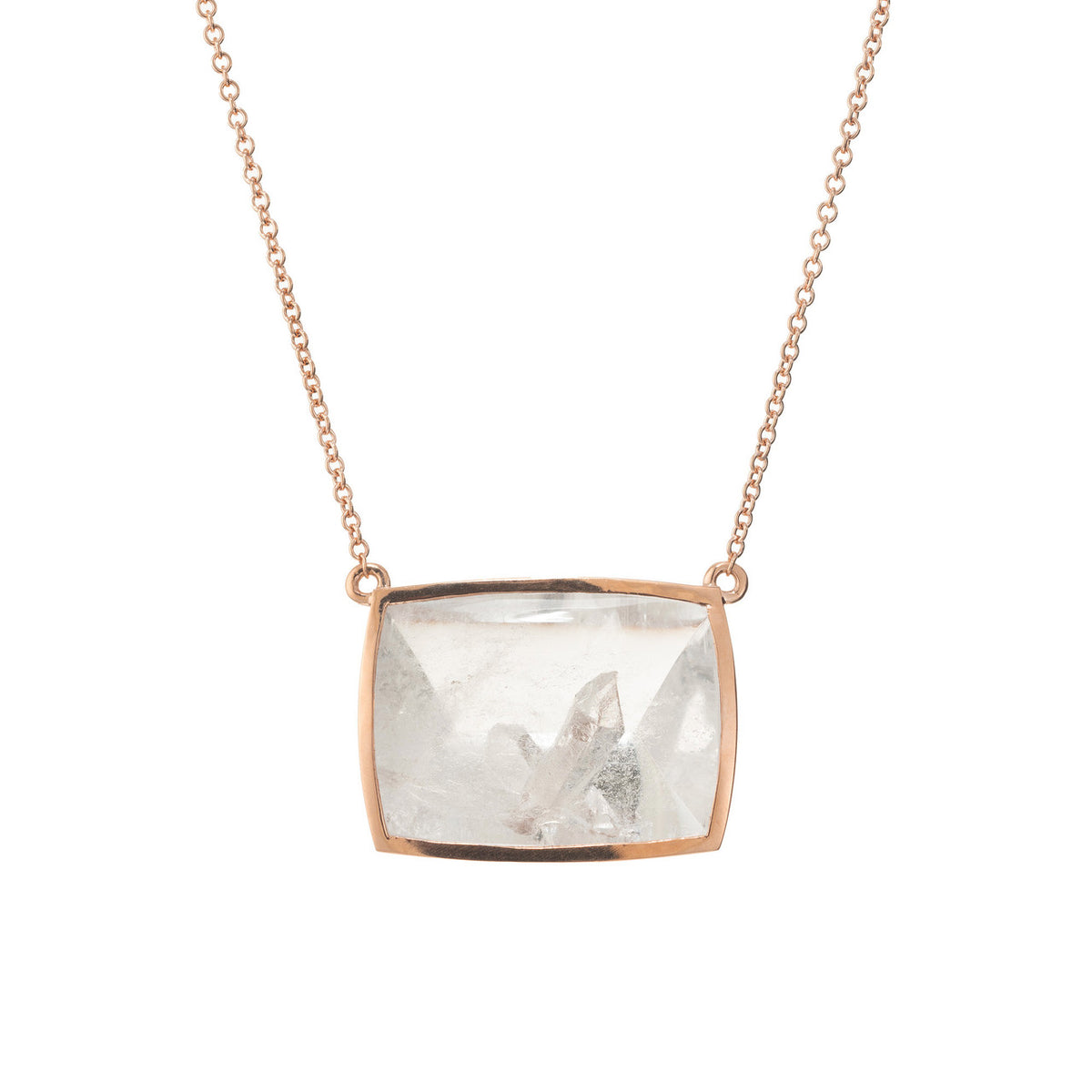 Peter Suchy 38.44 Quartz Crystal Rose Gold Pendant Necklace