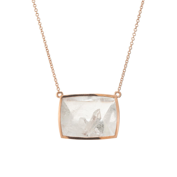 Peter Suchy 38.44 Quartz Crystal Rose Gold Pendant Necklace
