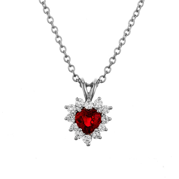 GIA .90 Carat Heart Shape Platinum Diamond Pendant Necklace