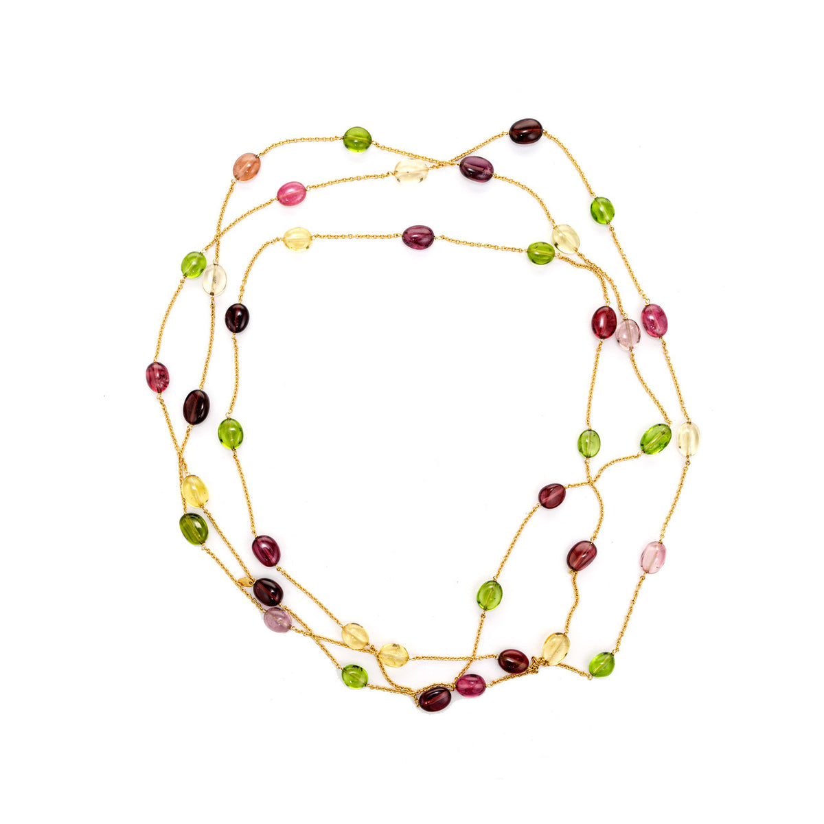 Tiffany & Co 120 Carat Multi Color Tourmaline Yellow Gold Long Chain Necklace – image 3