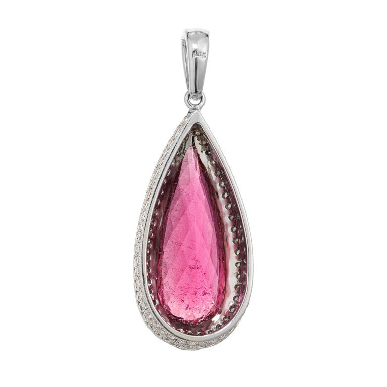 Peter Suchy 6.06 Carat Pink Tourmaline Diamond White Gold Pendant – image 4