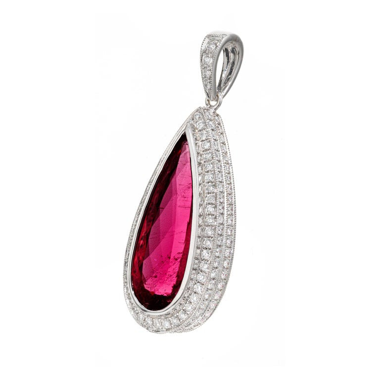 Peter Suchy 6.06 Carat Pink Tourmaline Diamond White Gold Pendant – image 3