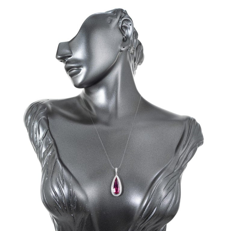 Peter Suchy 6.06 Carat Pink Tourmaline Diamond White Gold Pendant – image 5
