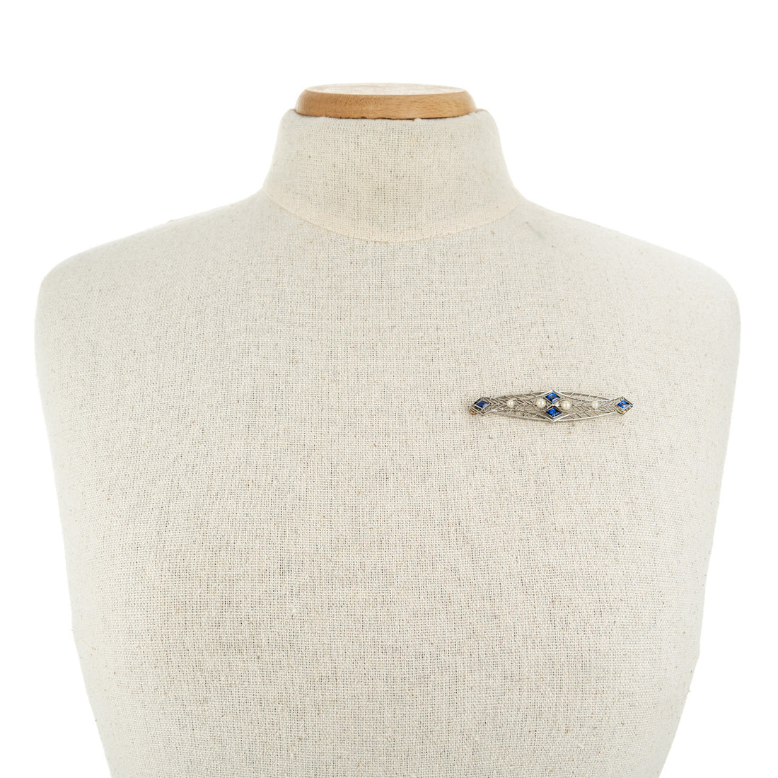 AGL Yogo Montana Deco Kite Shaped Sapphire Natural Pearl Gold Platinum Brooch – image 5