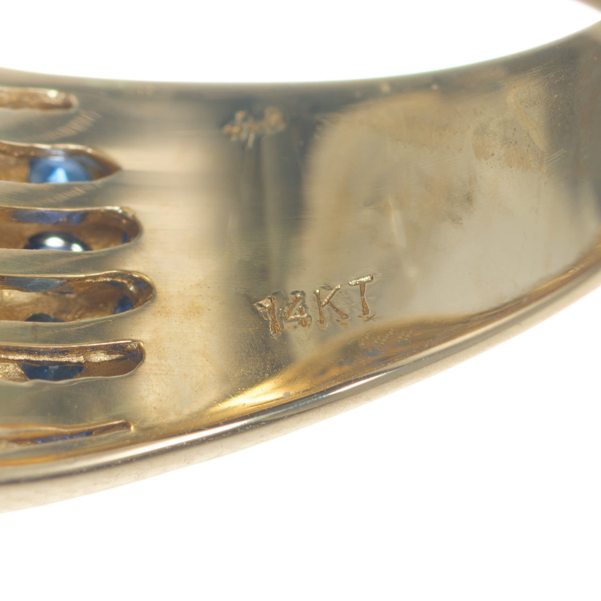 2.70 Carat Blue Sapphire Diamond Gold Domed Swirl Band Ring – image 4